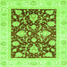 Square Oriental Green Traditional Rug, abs3788grn