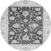 Round Machine Washable Oriental Gray Traditional Rug, wshabs3788gry