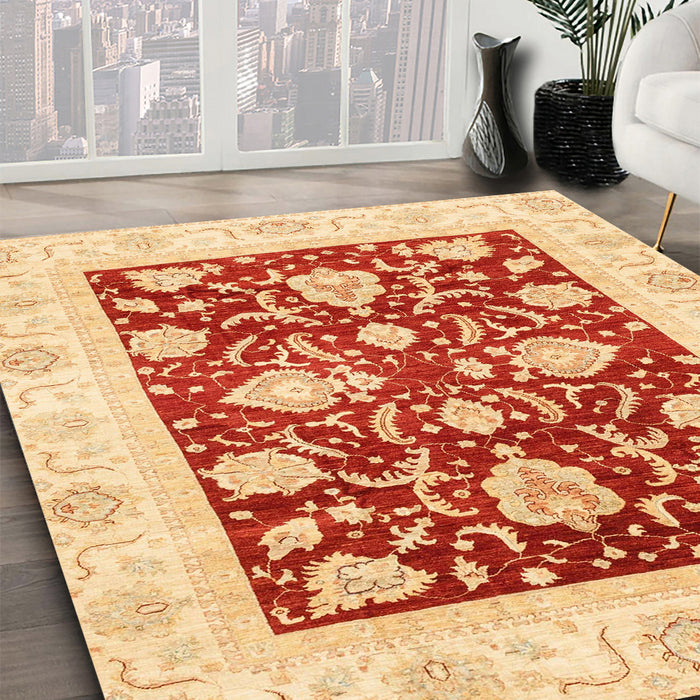 Machine Washable Abstract Orange Red Rug in a Family Room, wshabs3788