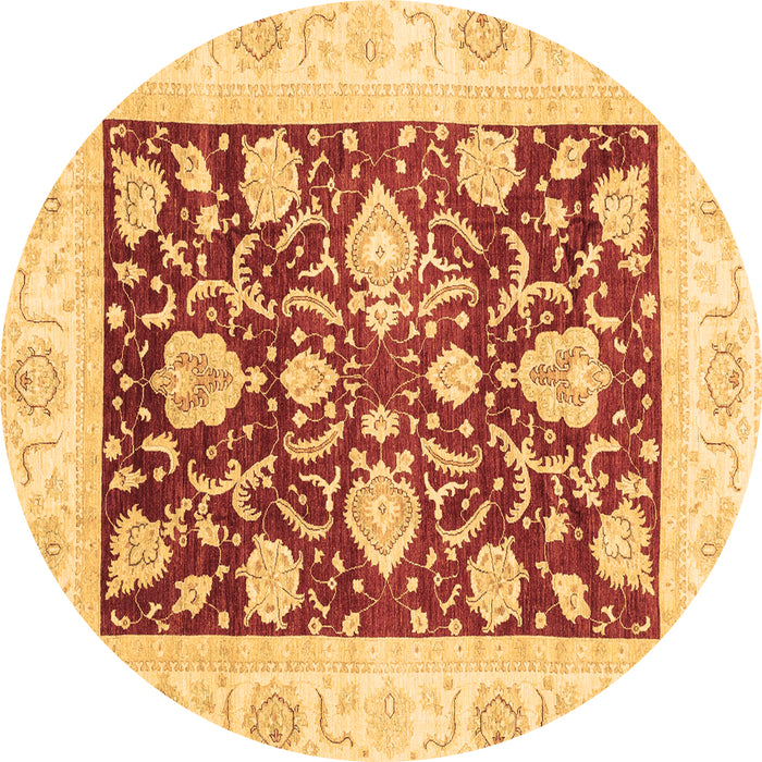 Round Oriental Brown Traditional Rug, abs3788brn