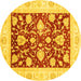 Round Machine Washable Oriental Yellow Traditional Rug, wshabs3788yw