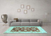 Machine Washable Oriental Light Blue Traditional Rug, wshabs3788lblu