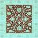 Square Oriental Light Blue Traditional Rug, abs3788lblu