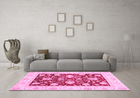 Machine Washable Oriental Pink Traditional Rug, wshabs3788pnk