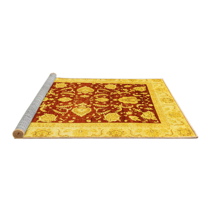 Sideview of Machine Washable Oriental Yellow Traditional Rug, wshabs3788yw