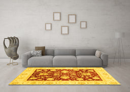 Machine Washable Oriental Yellow Traditional Rug in a Living Room, wshabs3788yw