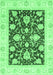 Machine Washable Oriental Emerald Green Traditional Area Rugs, wshabs3788emgrn