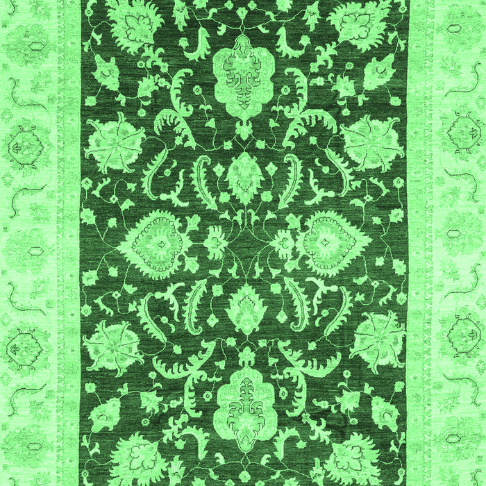 Machine Washable Oriental Emerald Green Traditional Area Rugs, wshabs3788emgrn
