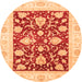 Round Machine Washable Oriental Orange Traditional Area Rugs, wshabs3788org