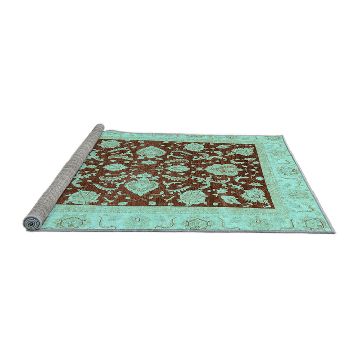 Sideview of Machine Washable Oriental Light Blue Traditional Rug, wshabs3788lblu