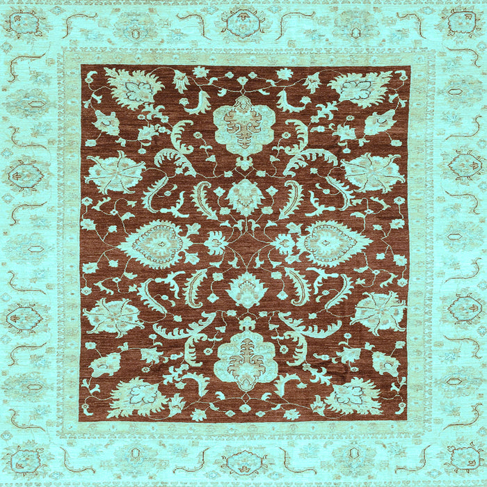 Square Machine Washable Oriental Light Blue Traditional Rug, wshabs3788lblu