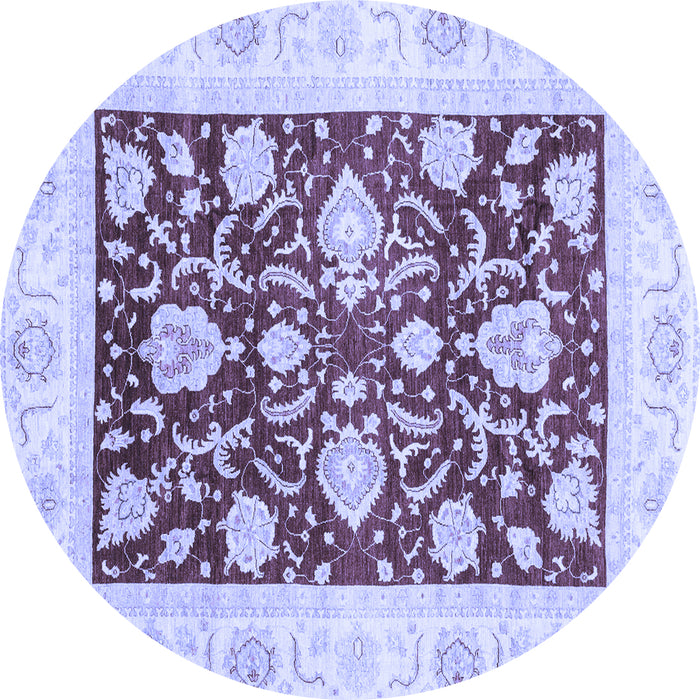 Round Oriental Blue Traditional Rug, abs3788blu
