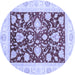 Round Oriental Blue Traditional Rug, abs3788blu