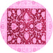 Round Oriental Pink Traditional Rug, abs3788pnk