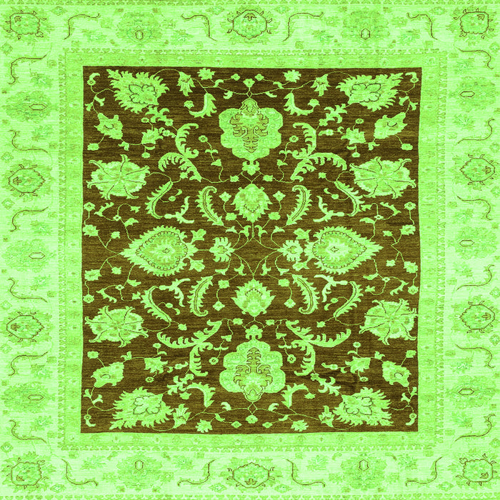 Square Machine Washable Oriental Green Traditional Area Rugs, wshabs3788grn