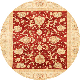 Round Abstract Orange Red Oriental Rug, abs3788