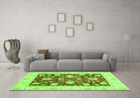 Machine Washable Oriental Green Traditional Rug, wshabs3788grn