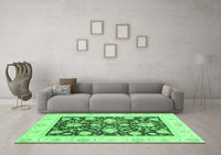 Machine Washable Oriental Emerald Green Traditional Rug, wshabs3788emgrn