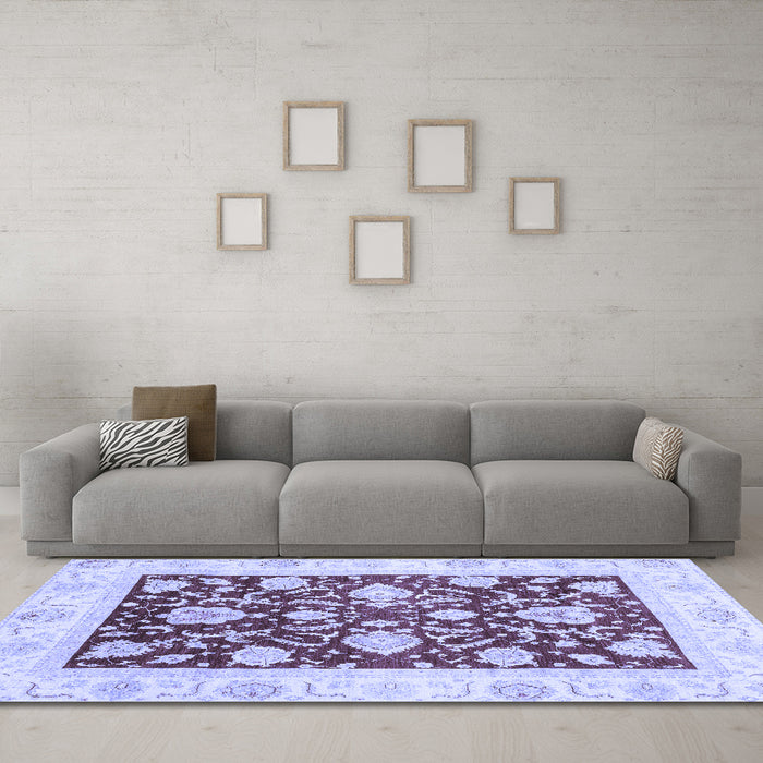 Machine Washable Oriental Blue Traditional Rug in a Living Room, wshabs3788blu