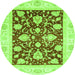 Round Oriental Green Traditional Rug, abs3788grn