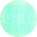 Round Oriental Turquoise Traditional Rug, abs3789turq