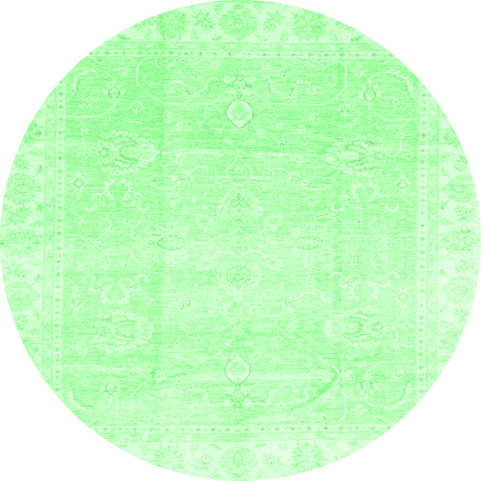 Round Oriental Emerald Green Traditional Rug, abs3789emgrn