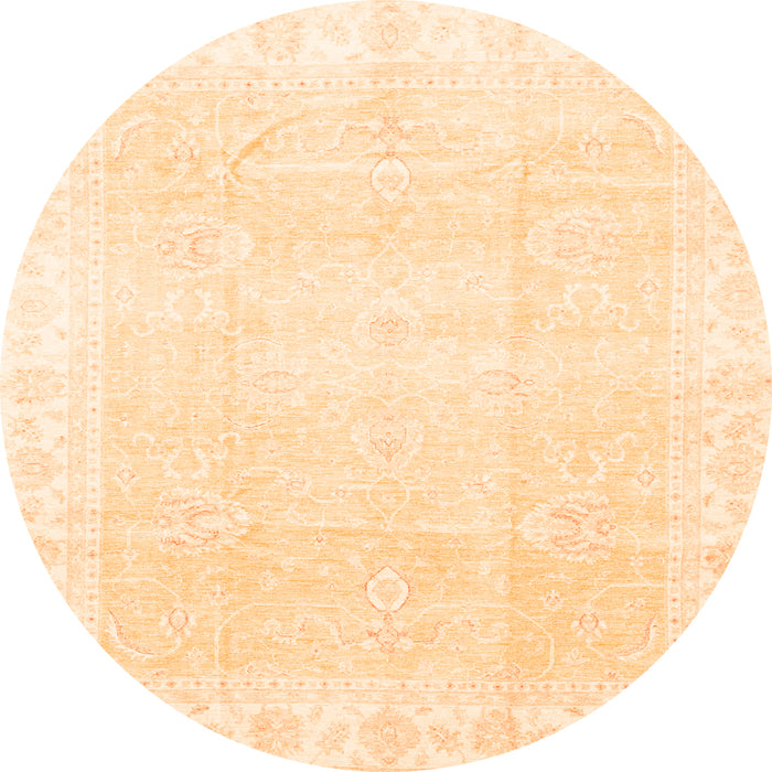 Round Machine Washable Oriental Orange Traditional Area Rugs, wshabs3789org