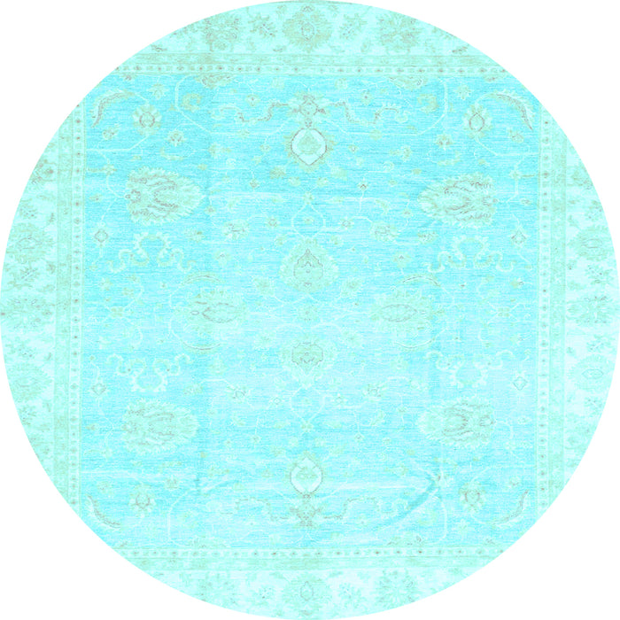 Round Oriental Light Blue Traditional Rug, abs3789lblu