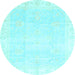 Round Oriental Light Blue Traditional Rug, abs3789lblu