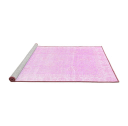 Sideview of Machine Washable Oriental Pink Traditional Rug, wshabs3789pnk