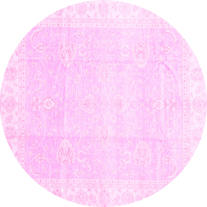 Round Oriental Pink Traditional Rug, abs3789pnk