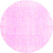 Round Oriental Pink Traditional Rug, abs3789pnk