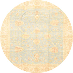 Round Abstract Brown Gold Oriental Rug, abs3789