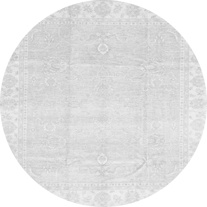 Round Machine Washable Oriental Gray Traditional Rug, wshabs3789gry
