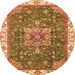 Round Machine Washable Abstract Orange Modern Area Rugs, wshabs378org