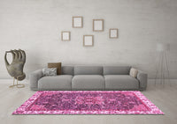 Machine Washable Abstract Pink Modern Rug, wshabs378pnk