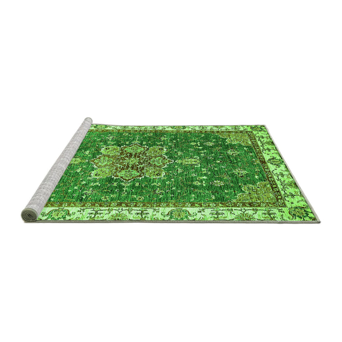 Sideview of Machine Washable Abstract Green Modern Area Rugs, wshabs378grn