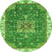 Round Abstract Green Modern Rug, abs378grn