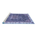 Sideview of Machine Washable Abstract Blue Modern Rug, wshabs378blu