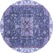 Round Machine Washable Abstract Blue Modern Rug, wshabs378blu