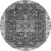 Round Abstract Gray Modern Rug, abs378gry