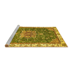 Sideview of Machine Washable Abstract Yellow Modern Rug, wshabs378yw
