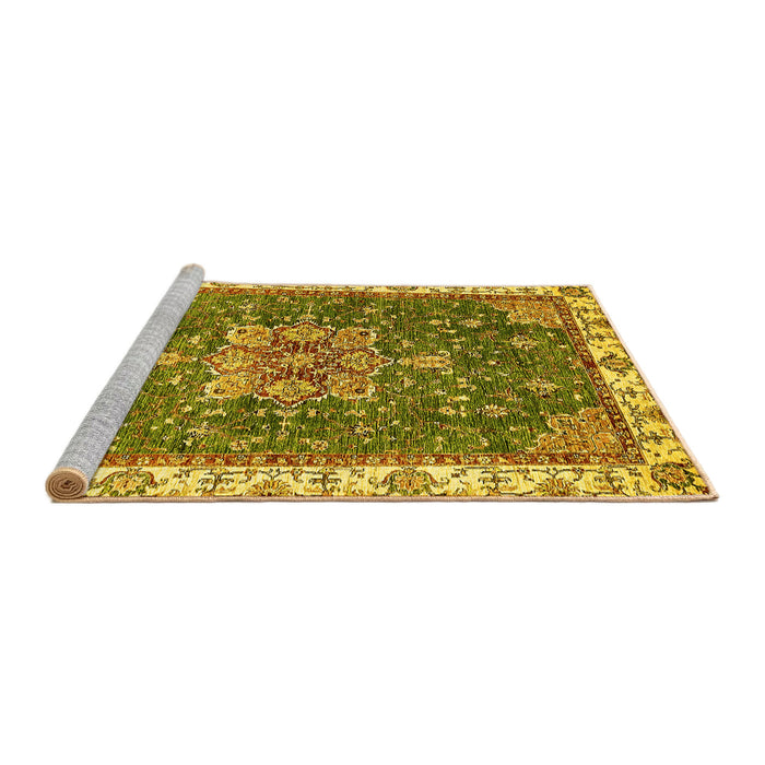 Sideview of Machine Washable Abstract Yellow Modern Rug, wshabs378yw