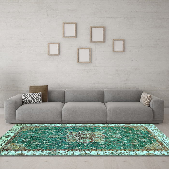 Machine Washable Abstract Light Blue Modern Rug in a Living Room, wshabs378lblu
