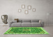 Machine Washable Abstract Green Modern Area Rugs in a Living Room,, wshabs378grn