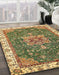 Abstract Ginger Brown Green Modern Rug in Family Room, abs378