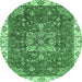 Round Abstract Emerald Green Modern Rug, abs378emgrn