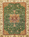 Machine Washable Abstract Ginger Brown Green Rug, wshabs378