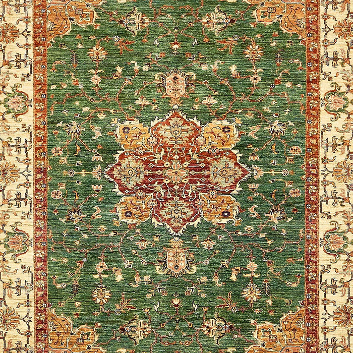 Machine Washable Abstract Ginger Brown Green Rug, wshabs378