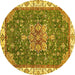 Round Machine Washable Abstract Yellow Modern Rug, wshabs378yw